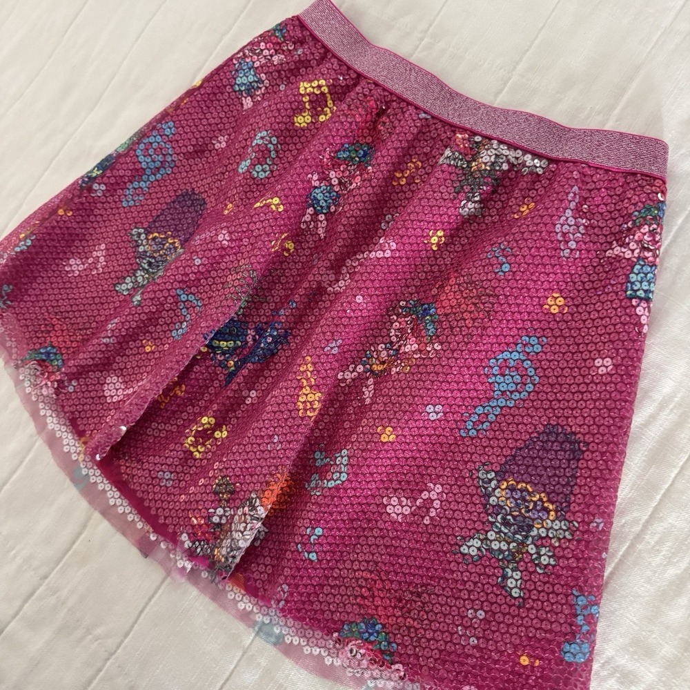 Trolls World Tour Sequin Skirt LARGE 10-12 Poppy‎ Branch Barb Pink